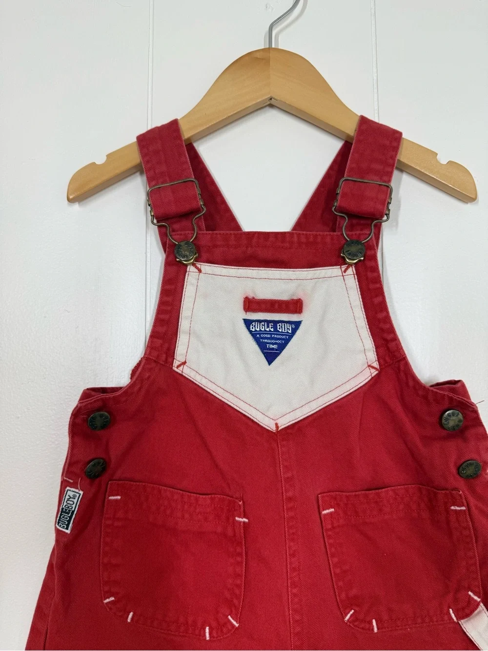 Bugle Boy Vintage Red Shortalls Overalls
